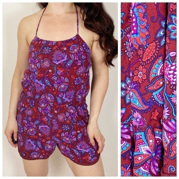 ALTAR’d STATE Floral Bohemian Halter Romper Shorts - Picture 1 of 12